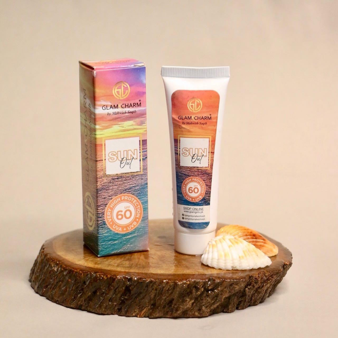 Glam and Charm Sun Out spf60 Sun block cream